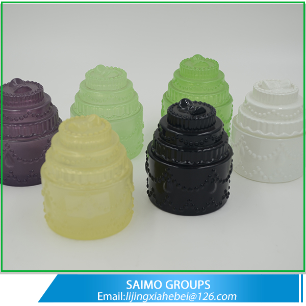SM-9156-0 Colorful food glass storage jar with cover wholesaler