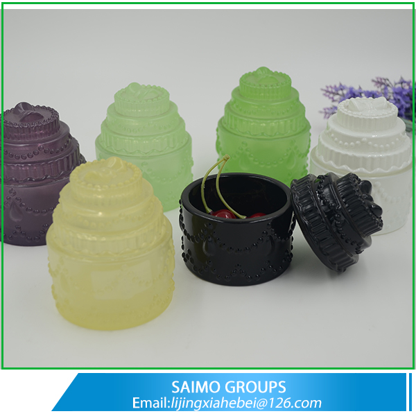 SM-9156-0 Colorful food glass storage jar with cover wholesaler