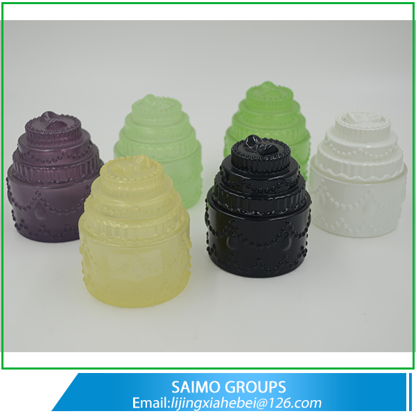 SM-9156-0 Colorful food glass storage jar with cover wholesaler