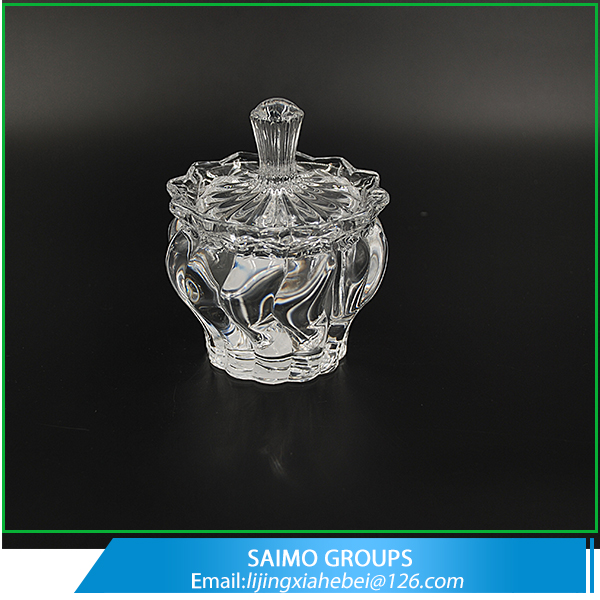 SM-10982-0 Decorative Candy Dishes Clear Crystal Glass Sugar Bowl With Lid