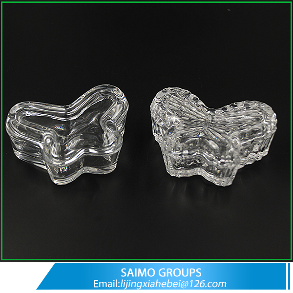 SM-10983-0 Popular Design Mini Jar Butterfly Shaped Small Glass Box
