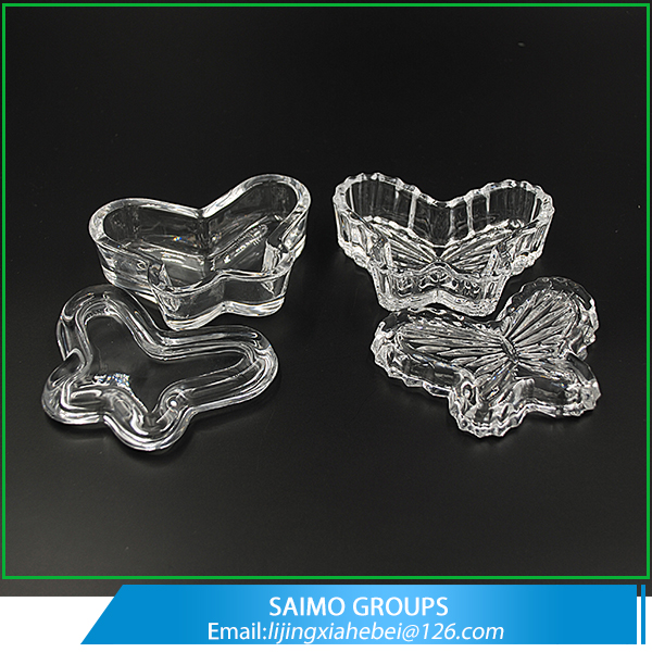SM-10983-0 Popular Design Mini Jar Butterfly Shaped Small Glass Box