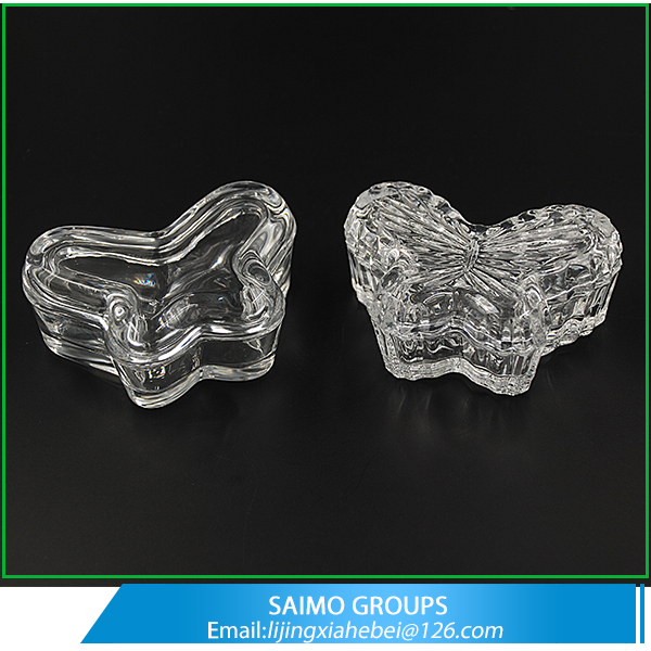 SM-10983-0 Popular Design Mini Jar Butterfly Shaped Small Glass Box