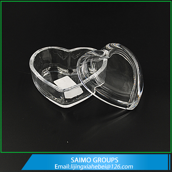 SM-3138-0 Handmade Small Clear Heart Shaped Glass Jar For Candy