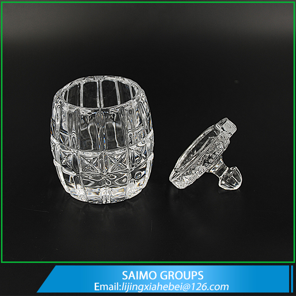 SM-3139-0 Beehive Crystal Glass Honey Jar with lid