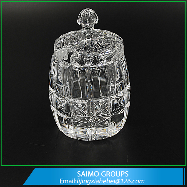 SM-3139-0 Beehive Crystal Glass Honey Jar with lid