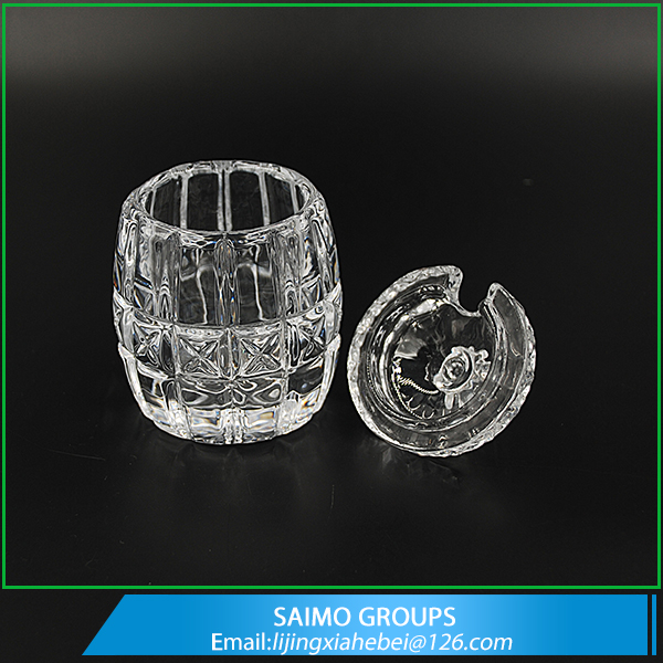 SM-3139-0 Beehive Crystal Glass Honey Jar with lid
