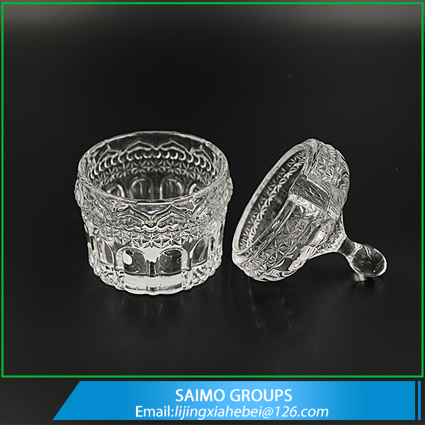 SM-10664-0 Hand Made Engrave Cylinder Luxury Glass Jar For Candle Glass Jar Dome Lid