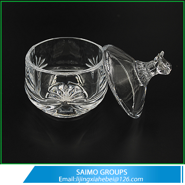 SM-3347-0 Popular Design Crystal Glass Sugar Bowl With Lid
