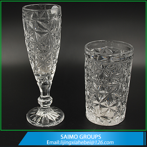 Hand Pressed Engraved Crystal Wedding Champagne Cup