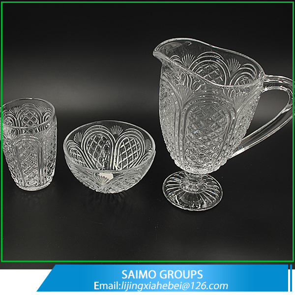 Glassware Clear Glass Tumbler Drinking Embossed Glass Pitcher