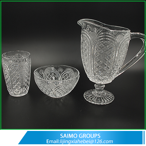Glassware Clear Glass Tumbler Drinking Embossed Glass Pitcher