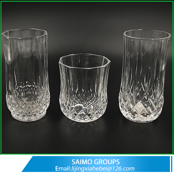 Wholesale Embossed Glass Tumbler Whisky Drinking Glass Cup