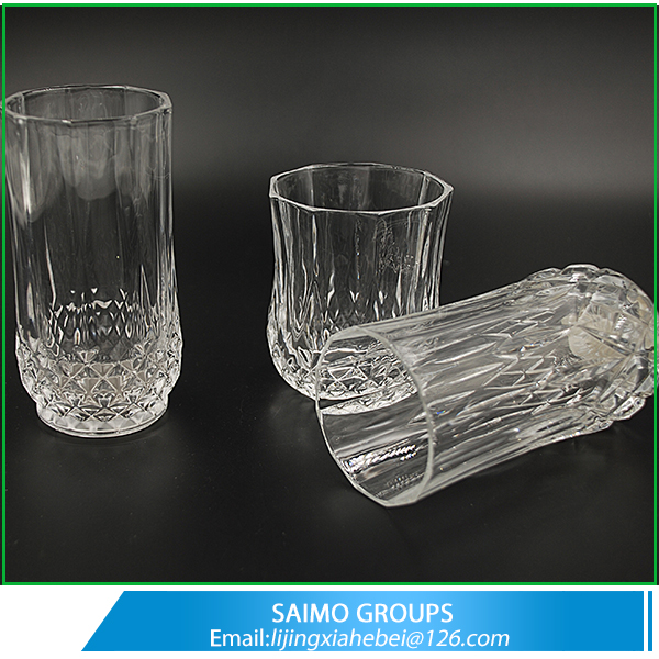 Wholesale Embossed Glass Tumbler Whisky Drinking Glass Cup