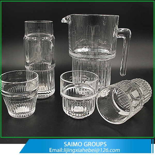 Glass Set of 4 ice Water Jar Drinking Water Glass Jar With Tumbler