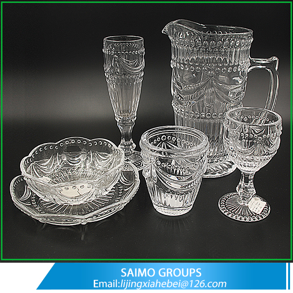 Hand Pressed Clear Glassware Wholesale For Restaurant