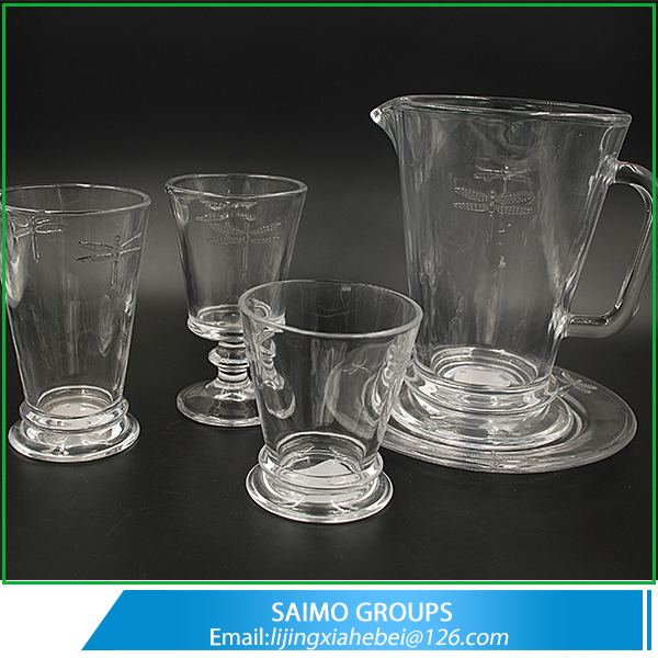 China Supplier Crystal Glass Red Wine Goblet Beer Dragonfly Glass Cup And Tea Pot Glass Relief Glass Cup