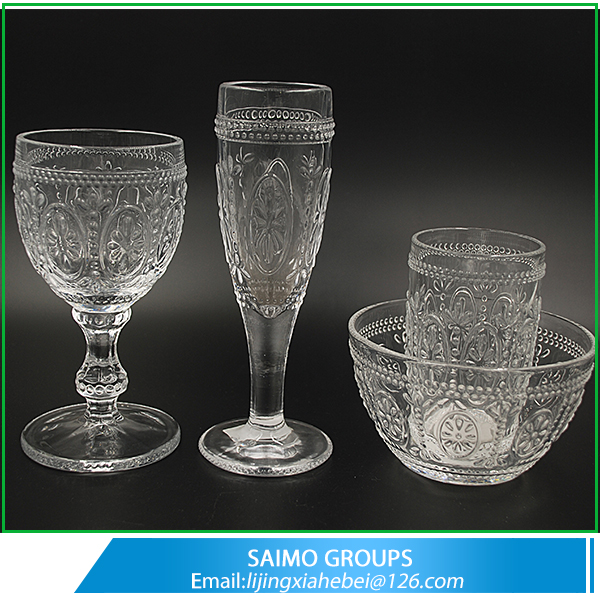 Crystal Water Glasses Goblets Heavy Stemware Deep Cut 210 Ounce Glasses