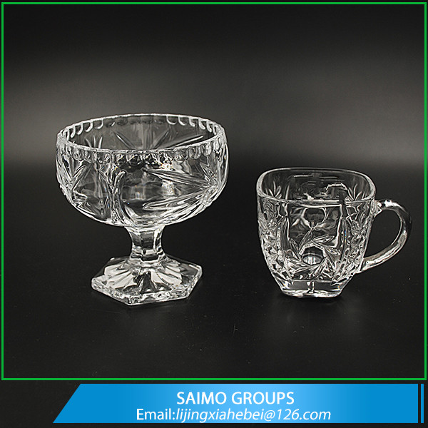Crystal Footed Clear Cup Glass Ice Cream Bowls
