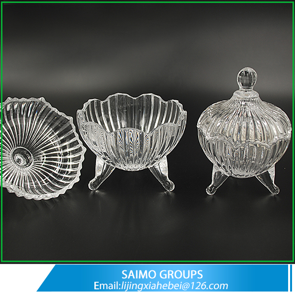 SM-3161-0 Decorative Candy Dishes Clear Crystal Glass Sugar Bowl With Lid