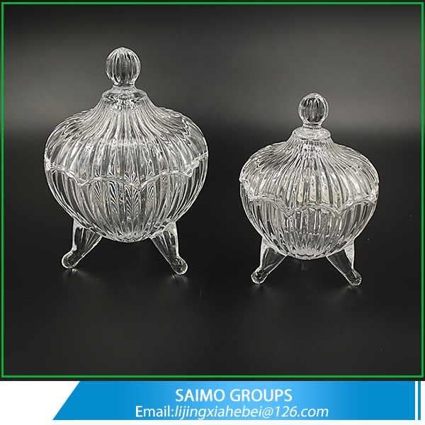 SM-3161-0 Decorative Candy Dishes Clear Crystal Glass Sugar Bowl With Lid