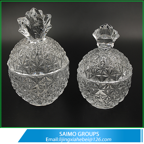 SM-0391-0 Crown Glass Bead Glass Sugar Jars Clear Cookie Jar Recycled Glass Jars