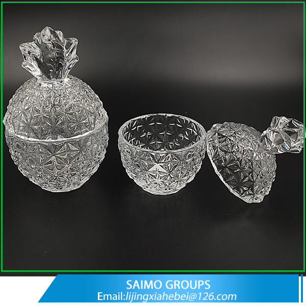 SM-0391-0 Crown Glass Bead Glass Sugar Jars Clear Cookie Jar Recycled Glass Jars