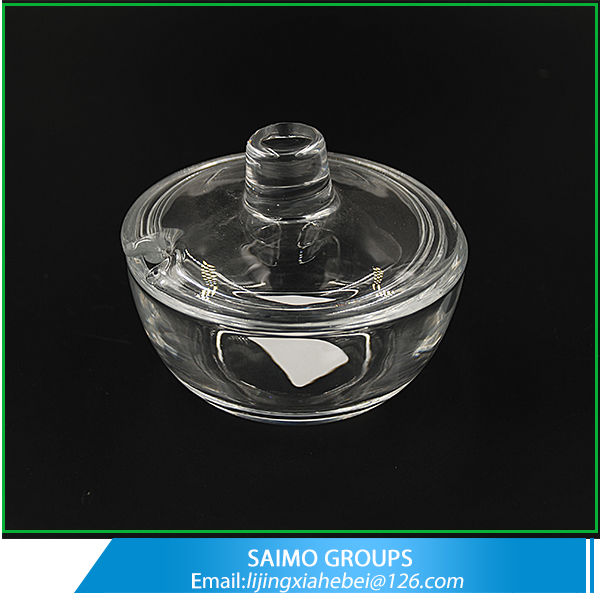 SM-11604-0 Handmade Press Crystal Glass Sugar Bowl With Lid