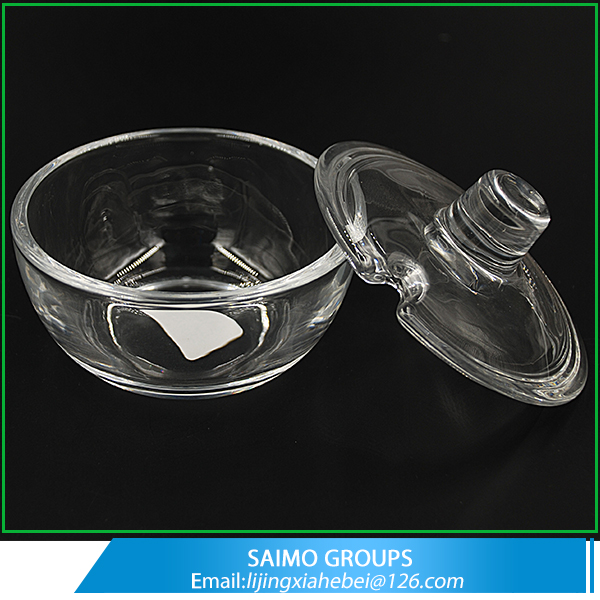 SM-11604-0 Handmade Press Crystal Glass Sugar Bowl With Lid