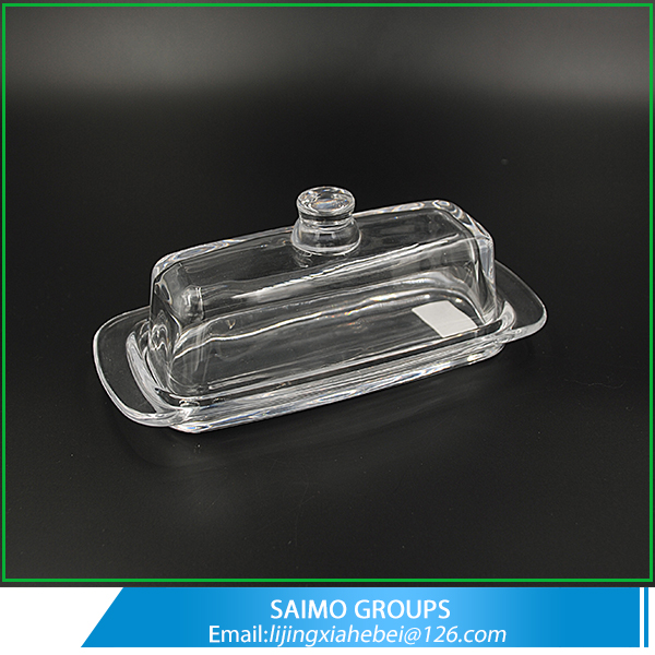 SM-2080-0 High Transparency Handmade Wholesale Glassware Butter Dish Glass With Lid