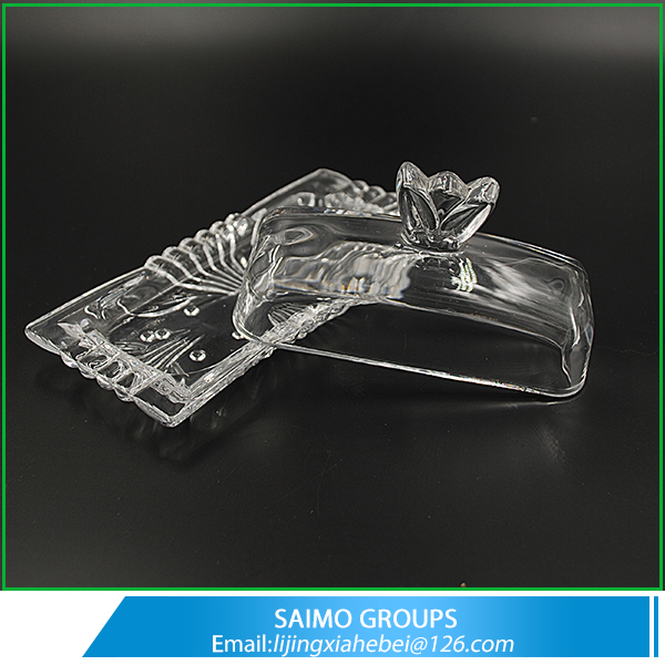 SM-0450-0 Classic Glass Butter Dish With Crown Lid