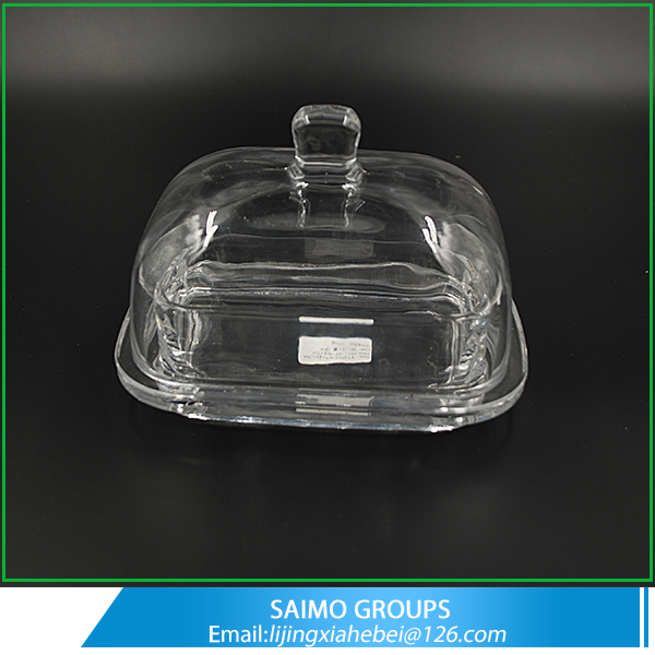 SM-0447-0  Crystal Clear Glass Elegant Butter Dish With Lid