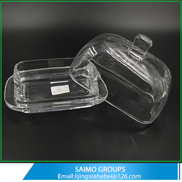 SM-0447-0  Crystal Clear Glass Elegant Butter Dish With Lid