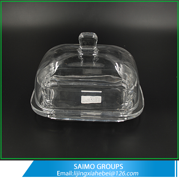 SM-0447-0  Crystal Clear Glass Elegant Butter Dish With Lid
