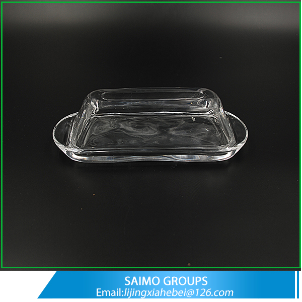 SM-0448-0 Clear Rectangle Libbey Style Glass Butter Dish
