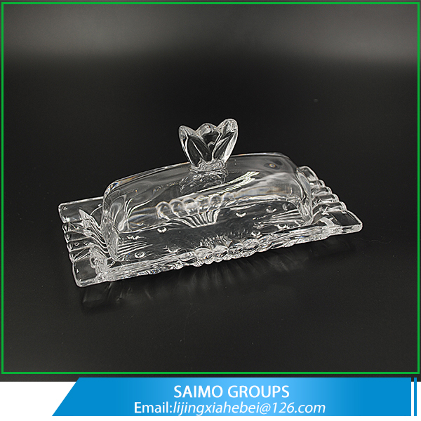 SM-0450-0 Classic Glass Butter Dish With Crown Lid