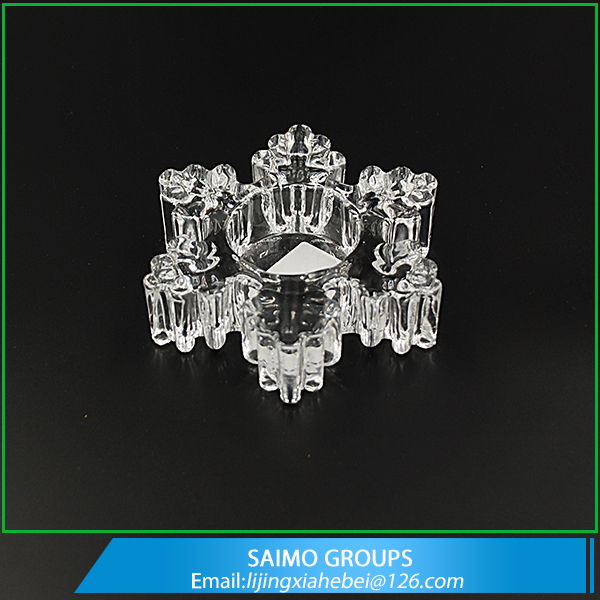 SM-1225-0 High Quality Clear Glass Snow Shape Candle Stand Christmas Candle Holder