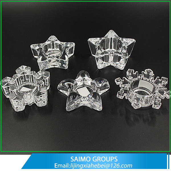 SM-1225-0 High Quality Clear Glass Snow Shape Candle Stand Christmas Candle Holder