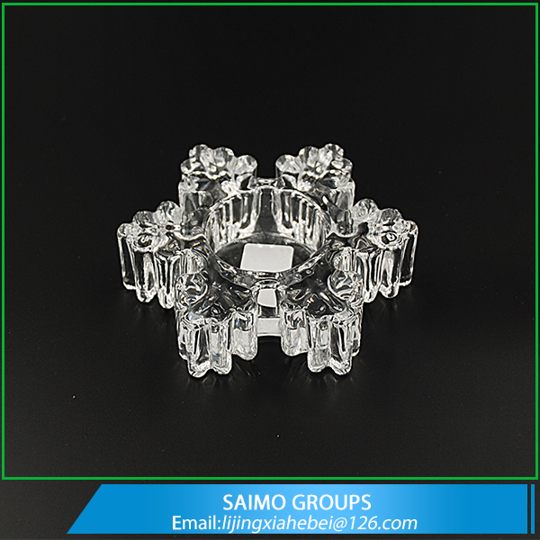 SM-1225-0 High Quality Clear Glass Snow Shape Candle Stand Christmas Candle Holder