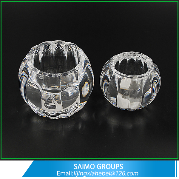 SM-1191-0 Hallowmas Pumpkin Shape Crystal Glass Windproof Candle Holder