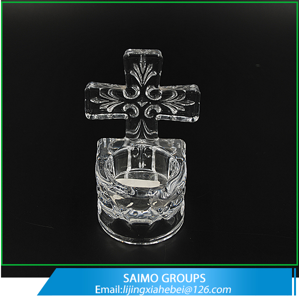 SM-5269-0 Hot Wholesale Hand Made High Quality Clear Cross Crystal Candle Holder