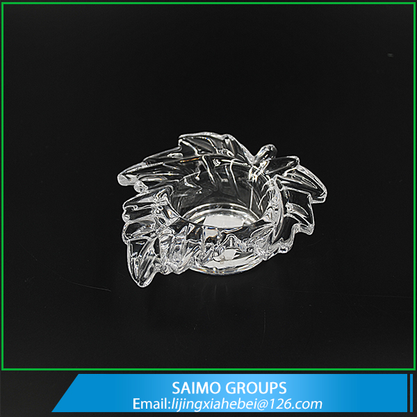 SM-9758-0 Leaf shaped glass tealight candle holder