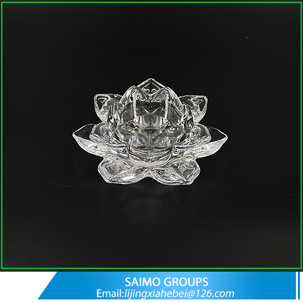 SM-9757-0 Wholesales Crystal Glass Lotus Flower Candle Holder Wedding Favors With SGS/CIQ Certification