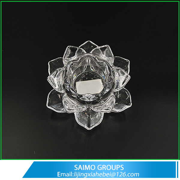 SM-9757-0 Wholesales Crystal Glass Lotus Flower Candle Holder Wedding Favors With SGS/CIQ Certification