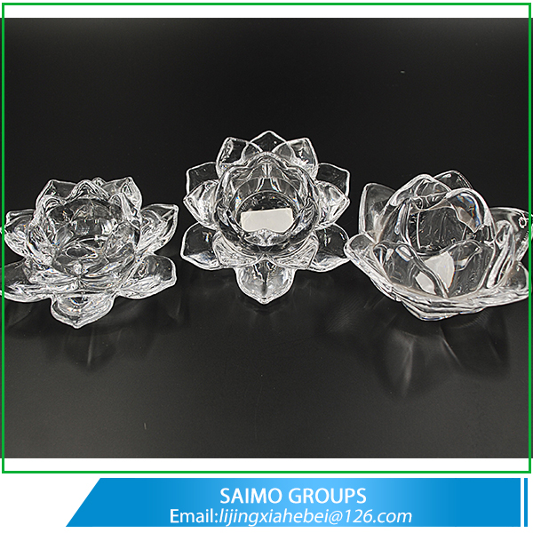 SM-9757-0 Wholesales Crystal Glass Lotus Flower Candle Holder Wedding Favors With SGS/CIQ Certification