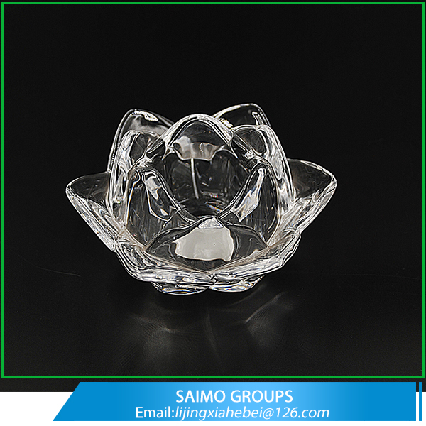 SM-9757-0 Wholesales Crystal Glass Lotus Flower Candle Holder Wedding Favors With SGS/CIQ Certification