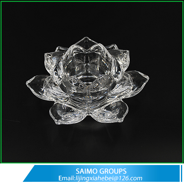 SM-9757-0 Wholesales Crystal Glass Lotus Flower Candle Holder Wedding Favors With SGS/CIQ Certification