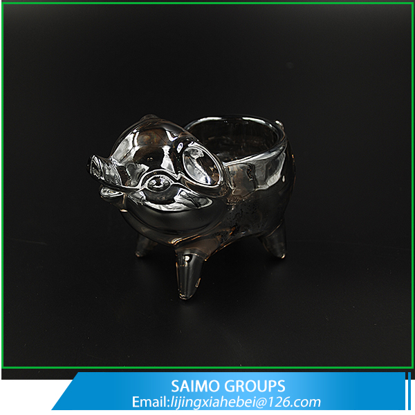 SM-1313-0 Table Decorationlovely Small Pig Glass Animal Candle Holder