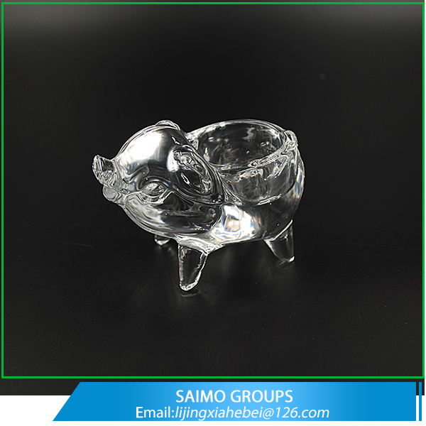 SM-1313-0 Table Decorationlovely Small Pig Glass Animal Candle Holder