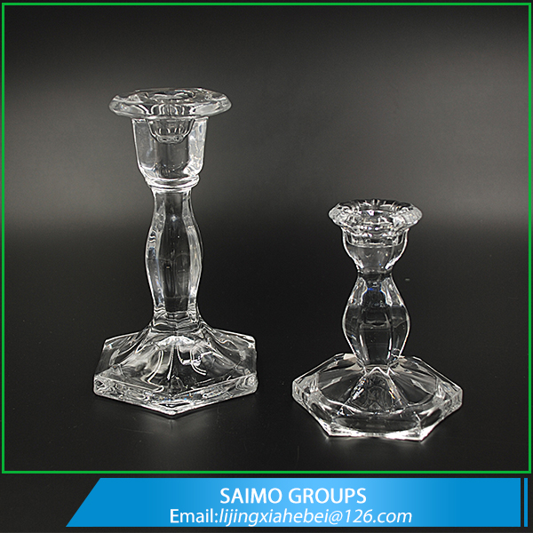 SM-5250-0 Tall Hexagonal Shaped Glass Candlesticks Wholesale For Wedding